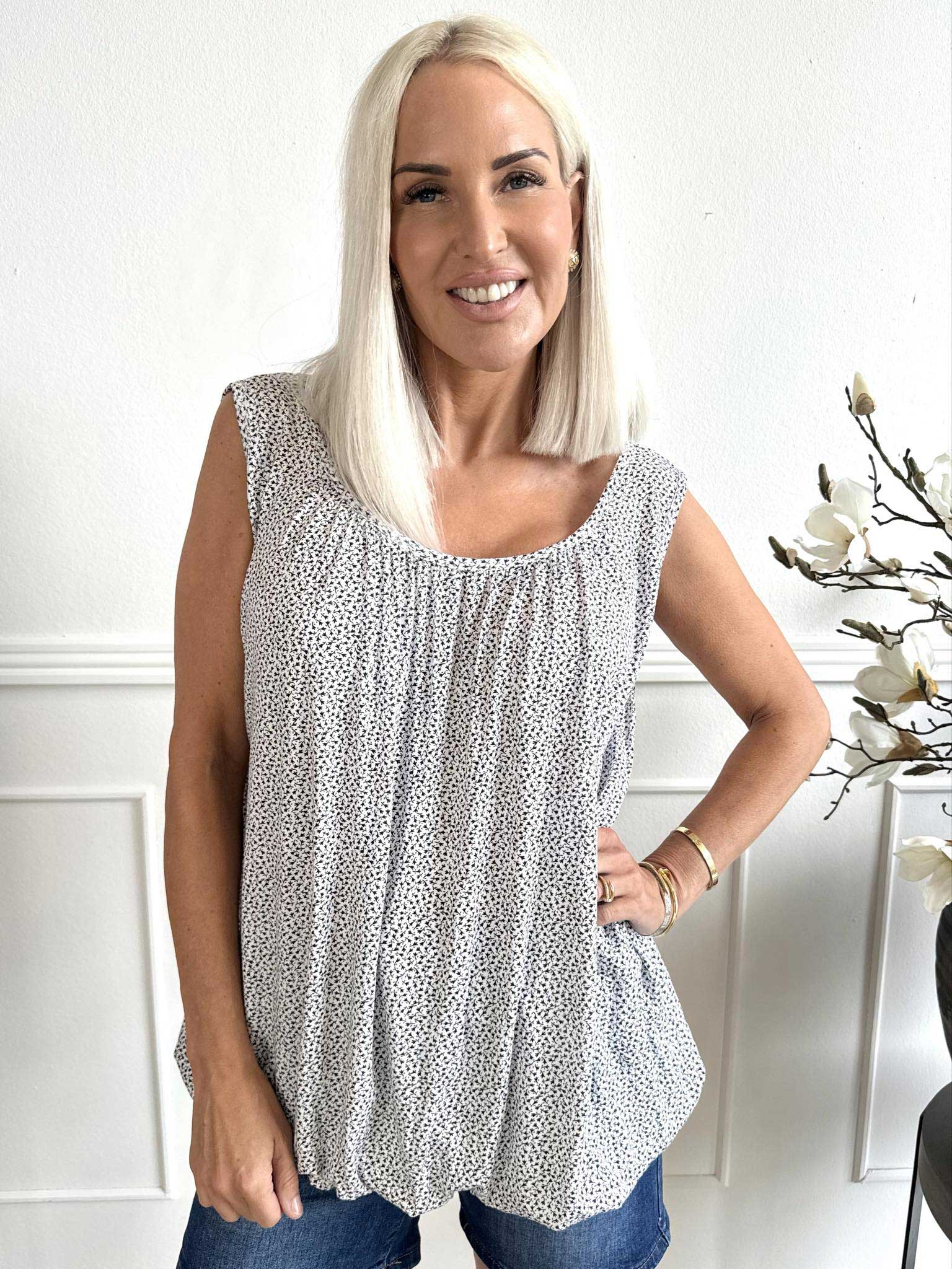 Miracle Flower Top - Top i viskose med elastik forneden